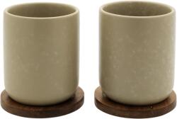 Bredemeijer Set 2 Cesti de Ceai Bredemeijer Umea 200ML cu Suport Lemn Ceramica Bej/Maro (142025) Pahar