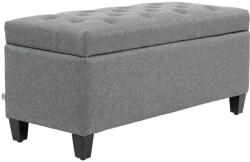 HOMCOM Pad, kárpitozott pad tárolóhellyel, vászonhatású poliészter, kaucsukfa, 100 x 40 x 44 cm, világosszürke (838-166V00LG)