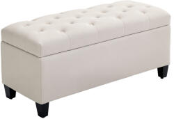 HOMCOM Tárolópad kárpitozott pad vászonhatásúval, 100 x 40 x 44 cm, krémfehér (838-166CW)