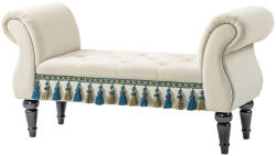 HOMCOM Kárpitozott pad, ülőfelülettel, vintage dizájn, 150 kg-ig, 117x40x58 cm, bézs (831-305V00BG)