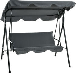 Outsunny Leagăn de Grădină cu 3 Locuri cu Copertină și Cadru din Oțel și Poliester, 172x110x153 cm, Gri (84A-054V04GY)