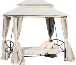 Outsunny Foisor cu Canapea 3 Locuri și 5 perne, Plasa Tantari, cadru din otel, Bej 232x149x245cm Outsunny | Aosom Romania (84A-102)