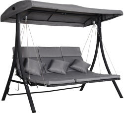 Outsunny Balansoar cu 3 scaune din material textil cu perne si acoperis reglabil gri 200 x 115 x 168 cm | Aosom Romania (84A-139)
