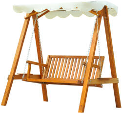 Outsunny Balansoar de Gradina Outsunny 2 Locuri, Lemn de Pin, Acoperis Parasolar, Alb | Aosom Romania (01-0303)