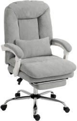 HomCom Scaun birou ergonomic, fotoliu de birou înclinabil din velur cu suport lombar, înălțime reglabilă, gri deschis | Aosom Romania (921-976V01LG)
