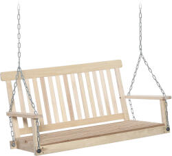 Outsunny Leagăn Suspendat din Lemn pentru 2 Persoane, Design Natural, Ideal pentru Grădină sau Terasă, 119x65x61 cm | Aosom Romania (84A-154ND)