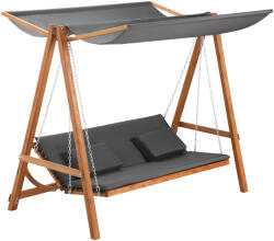 Outsunny Balansoar de Grădină pentru 3 Persoane, Design Modern cu Structură Gri și Teck, Confortabil, 225.5x113x180 cm | Aosom Romania (84A-239)