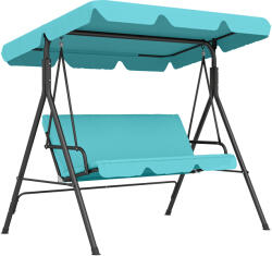 Outsunny Balansoar de grădină exterior, 3 locuri, copertină reglabilă și cadru din oțel 172x110x153 cm Verde turcoaz | Aosom Romania (84A-054V04LB)