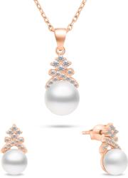 Brilio Silver Set fermecător de bijuterii din bronz cu perle SET238R (cercei, colier)