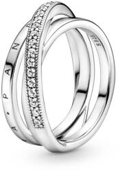 Pandora Inel împletit din argint cu zirconi Pavé 199057C01 50 mm