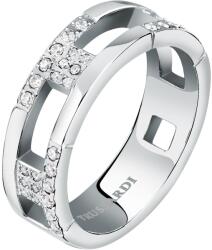 Trussardi Inel elegant din oțel cu zirconi T-Logo TJAXC40 56 mm