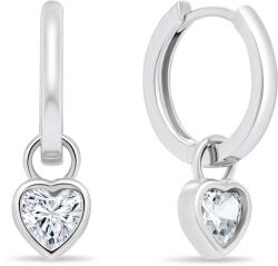 Brilio Silver Cercei circulari din argint cu inimioare EA528W