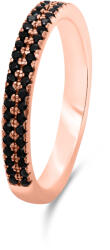 Brilio Silver Inel strălucitor bronz cu pietre negre de zircon RI058R 60 mm