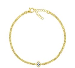 Brilio Silver Brățară fină placată cu aur cu zircon oval BRC113Y