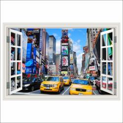 MÉDIA Öntapadós tapéta Times Square ablak, Manhattan, sárga taxi, 200 x 135 cm (FOTOTAP15473)