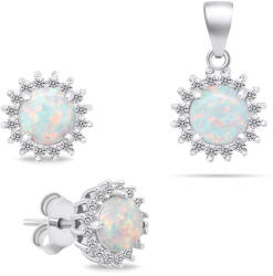 Brilio Silver Set minunat de bijuterii cu opale SET231W (cercei, pandantiv)