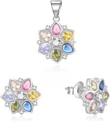 MOISS Set multicolor de bijuterii din argint cu strasuri S0000260 (pandantiv, cercei)