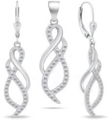 Brilio Silver Set de bijuterii strălucitoare din argint cu zircon SET222W (cercei, pandantiv)