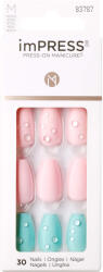 KISS Unghii false imPress Dew Drop Medium Coffin, 30 bucati, Kiss