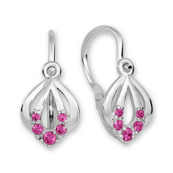 Soliter Brilio Cercei delicați din aur alb cu cristale fucsia 239 001 00728 0700770