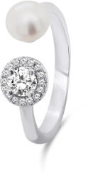 Brilio Silver Inel atemporal din argint cu perlă adevărată și zircon RI062W 55 mm