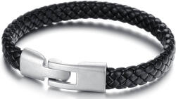 Troli Brățară neagră pentru bărbați împletită din piele Leather