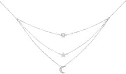 Preciosa Colier triplu din argint cu zirconiu cubic Lună Star 5362 00