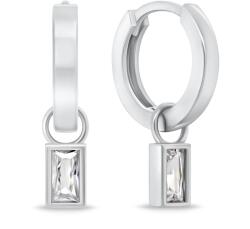 Brilio Silver Cercei rotunzi minimalisti 2 în 1 cu zirconi EA840W