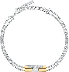 Trussardi Brățară dublă din oțel bicolor cu zirconi T-Logo TJAXC27