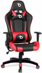  Ergonomikus gamer szék deréktámasz és fejtámla nélkül, állítható, fekete-piros, forgó, 110 kg teherbírás
