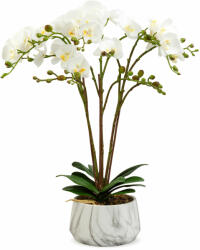  58 cm-es fehér orchideás művirág, realisztikus elegáns dekoráció otthonba, irodába vagy rendezvényekre