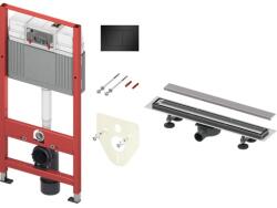 TECE WC-tartály szett, matt fekete gombbal és lefolyóval, rozsdamentes acél ráccsal "2in1" 90 cm 9400118 (9400118)