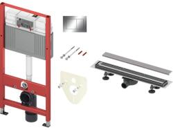 TECE WC-tartály szett, fényes króm gombokkal és rozsdamentes acél lefolyóval, "2in1" 80 cm 9400111 (9400111)