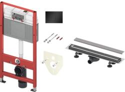 TECE WC-tartály szett, matt fekete gomb és rozsdamentes acél lefolyó "2in1" 70 cm 9400116 (9400116)