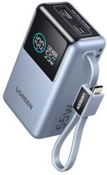 UGREEN PB727 аварийно зарядно устройство USB+Type-C гнездо 10000mAh, LED дисплей + фиксиран Type-C кабел, EZÜST (75701B)