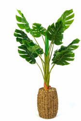  100 cm-es műfilodendron, beltéri dekoráció, zöld dísznövény, valósághű PVC