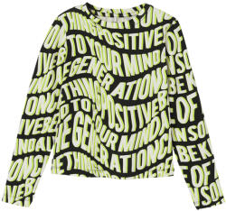 NAME IT Tricou cu mânecă lungă, fete. Negru cu text, 116/164, 6-14 ani negru/lime (14180A)