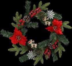 CHOMIK Coroană de Crăciun 40 cm Roșie cu Poinsettia *2576 (CH-ANT2576)