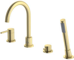 TBOSS Kádperemre szerelhető csaptelep, TBOSS Fly kád csaptelep kézizuhannyal, szálcsiszolt arany - mozaikkeramia