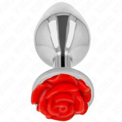 KINK Plug anal Kink, metal, cristal roșu, Ø 3.8 cm, 10.2 cm, design ergonomic, bază siguranță (ATR-D-242594)