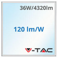 V-TAC 2in1 LED panel (595 x 595 mm) 36W - hideg fehér, Backlit, süllyeszthető / falon kívüli ( 23766)