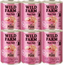 WILD FARM Пастет със свинско месо 6x400 г - безглутенова храна за котки