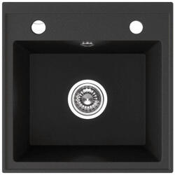 Laveo SBP_710B - LAVEO RINA 440X440 egymedencés gránit mosogató dugókiemelővel matt fekete (SBP_710B)