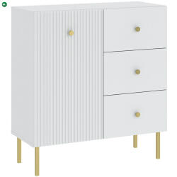 INTERMEBLE Elegáns Komód Fehér/Arany Színben. VIENA 91 cm