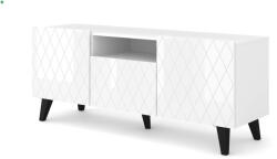BIM Furniture TV Szekrény Fényes Fehér Fronttal, Fekete Lábakkal Diuna RTV 145