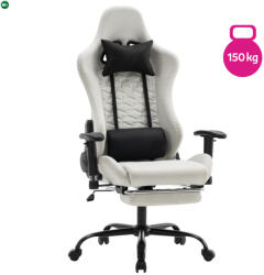  Irodai/gamer szék, fehér/fekete, teherbírás 150 kg, PAPIBAS