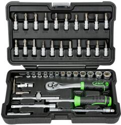 JBM Trusa de tubulare 4-14 mm hexagonale + biti pe tubulare, antrenare 1/4", 46 piese, JBM 54109 (JBM-54109)