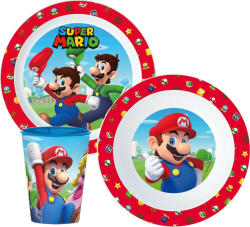  Super Mario Mushroom Kingdom étkészlet, micro műanyag szett, pohárral 260 ml (JVL11115) - aprotalpak
