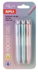 APLI Mini zseléstoll, 0, 5 mm, nyomógombos, APLI "Pocket Gel", vegyes pasztell színek (20499) - mystock
