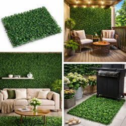  Panou gard viu artificial verde decorativ, frunze mici, 40x60x3 cm (BK99235)